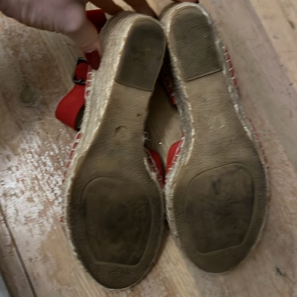 Soludos Sandals Espadrilles Wedge Red Suede Size 9 - Picture 8 of 9